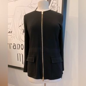 St Johns Womens Black Knit Full Zip Sweater / Gold Hardware/ Size S